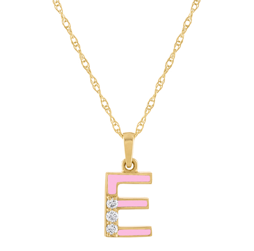 David Yurman E initial Charm Necklace with Diamonds in Yellow Gold