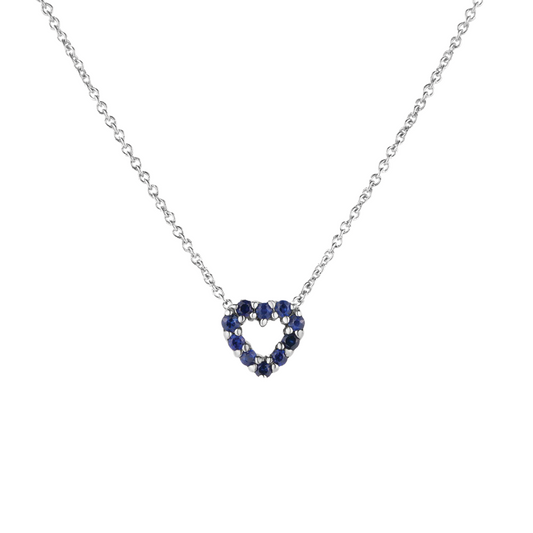 Reversible Heart Pendant with Blue Sapphires & Diamonds