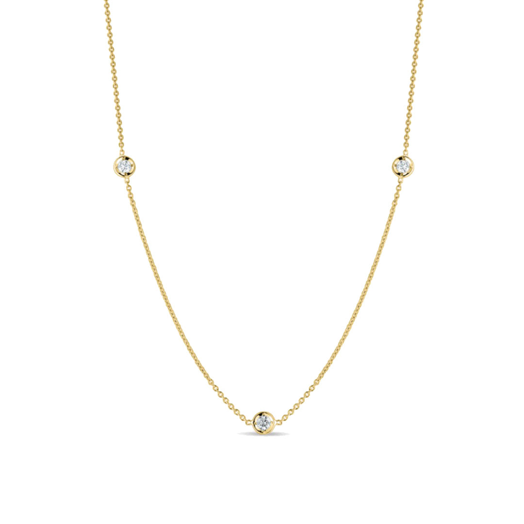 3 Bezel Set Diamond Station Necklace