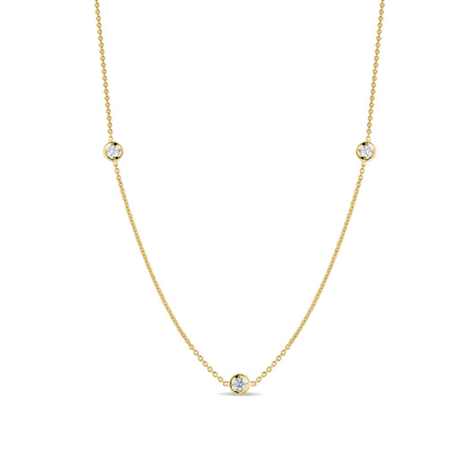 3 Bezel Set Diamond Station Necklace