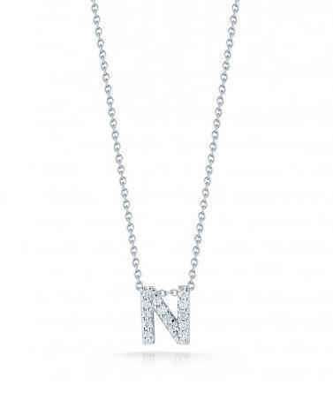 Tiny Treasures Diamond Love Letter "N" in White Gold