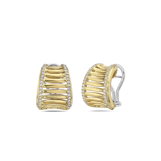 18k Yellow Gold Birdcage Earrings with Diamonds