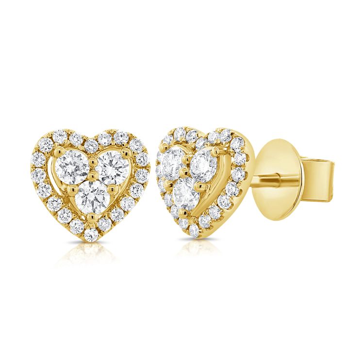 Heart Diamond Earrings in Yellow Gold