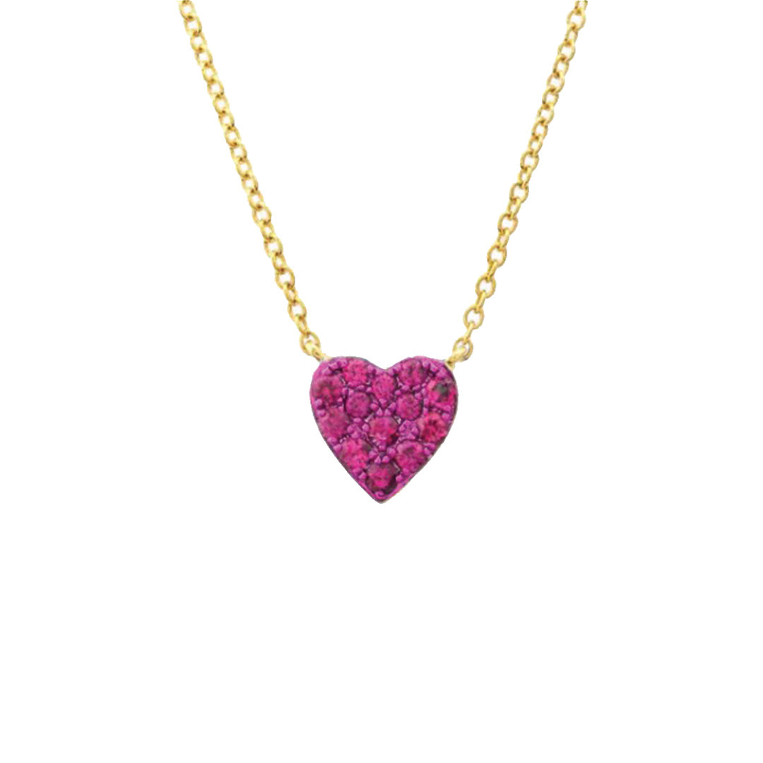 Ruby Heart Necklace with Color Rhodium