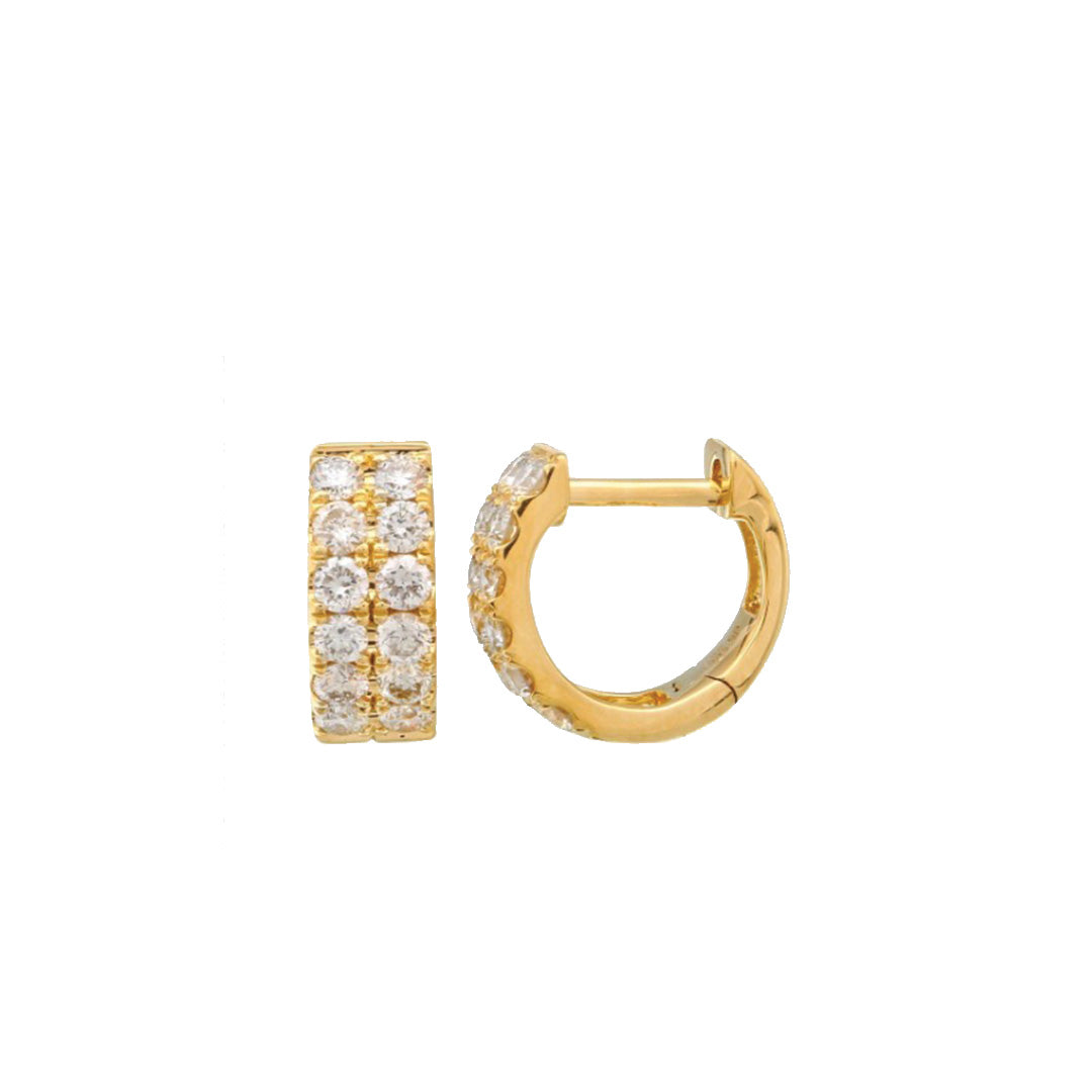 Diamond Double Row Huggie Earrings