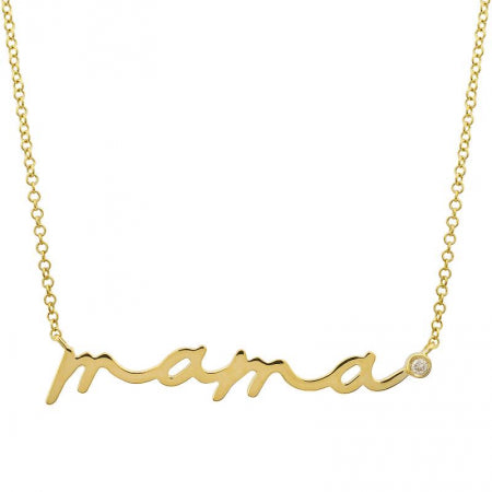 "Mama" Necklace with Bezel Set Diamond