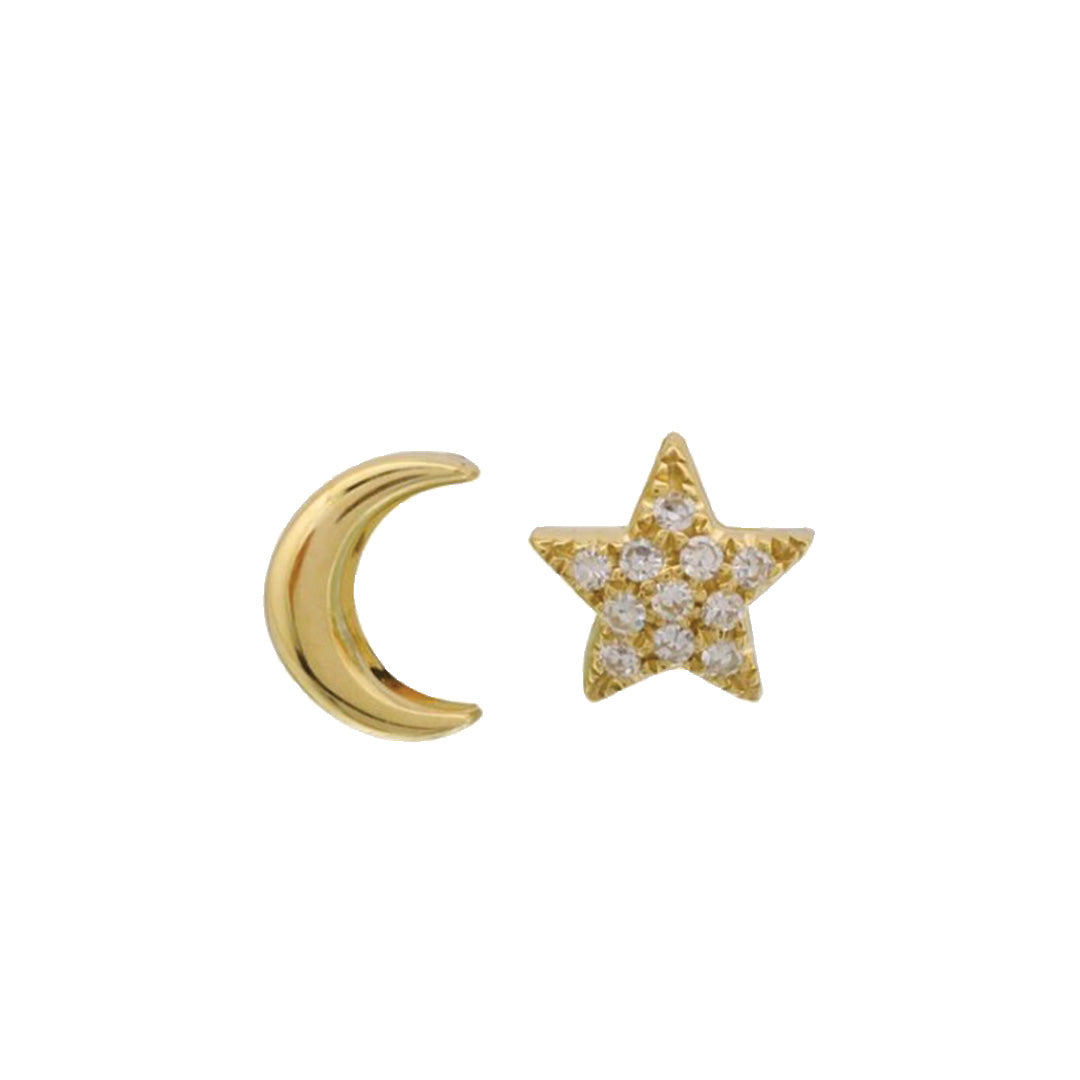 Moon and Star Stud Earrings