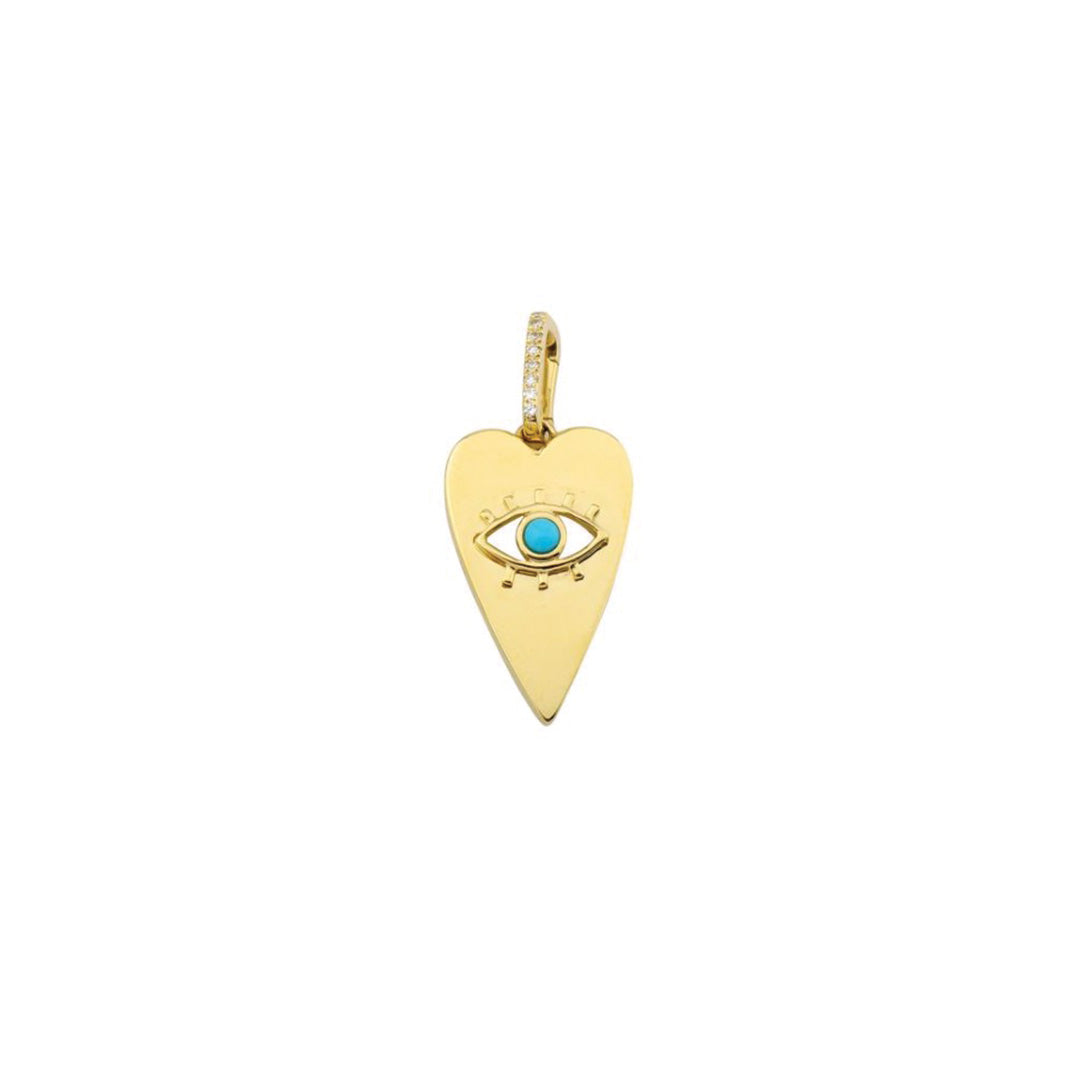 Evil Eye Heart Pendant with Turquoise