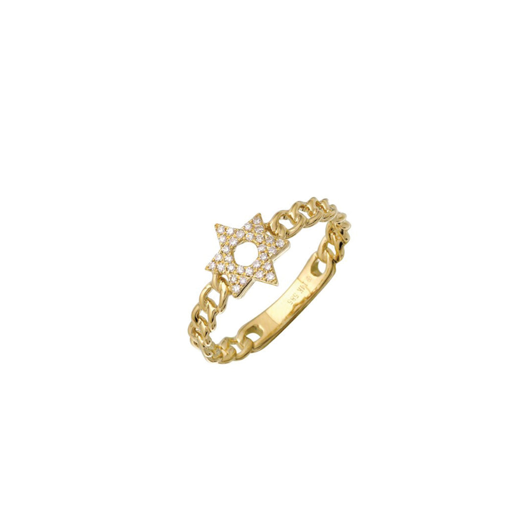 Star of David Diamond Link Ring