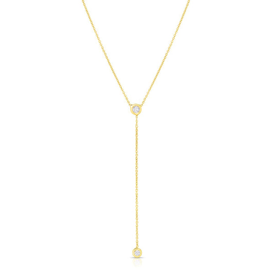 Diamond "Y" necklace in 18k Yellow Gold