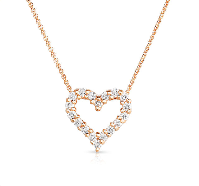 Diamond Heart Necklace in Rose Gold