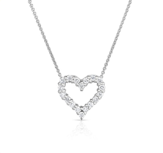 Diamond Heart Pendant in White Gold