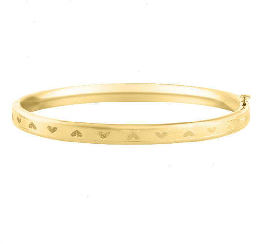 Gold Heart Engraved Baby Bracelet