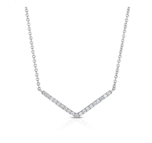 Diamond Chevron Necklace in White Gold