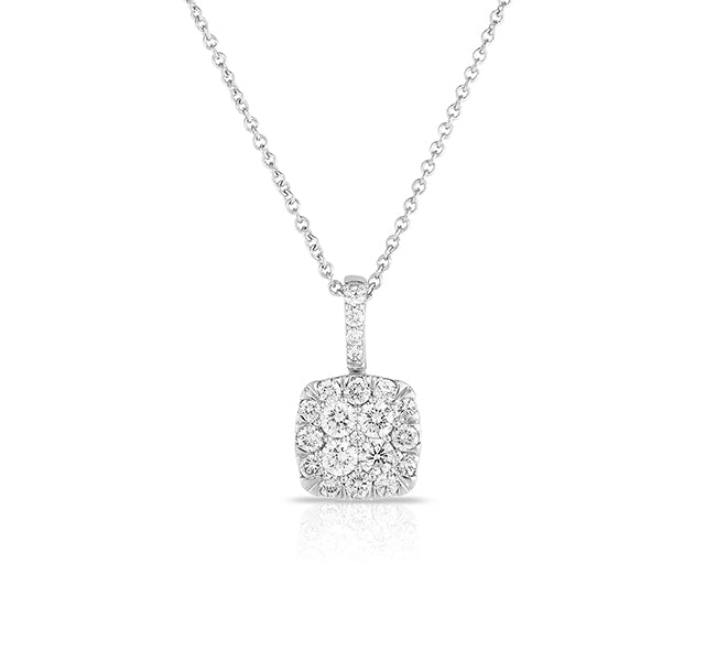 Diamond Cluster Necklace in White Gold