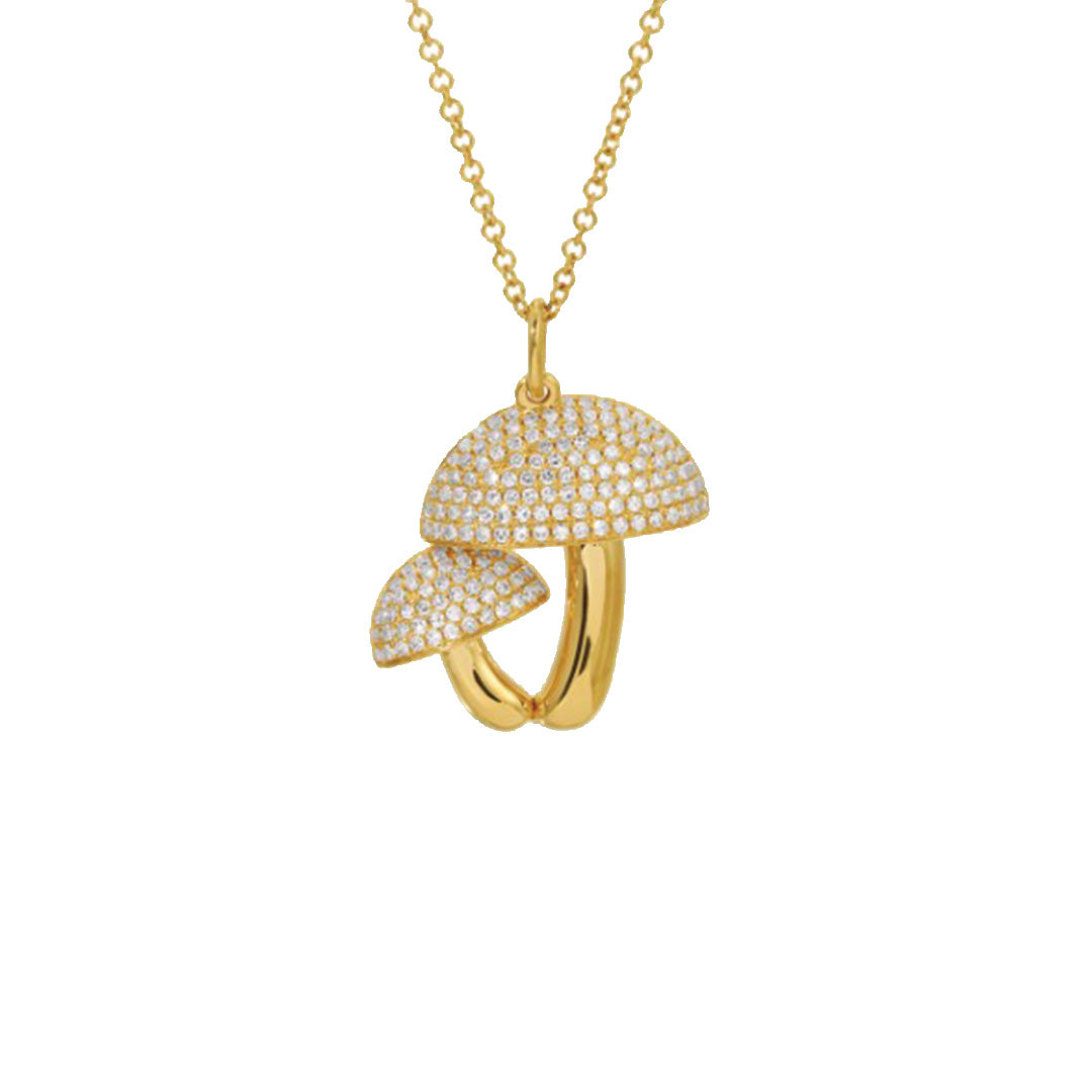 Mushroom Necklace with Pave Diamonds