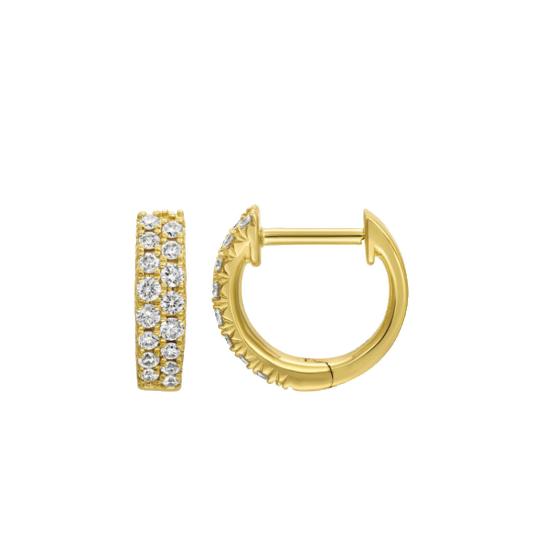 Diamond Double Row Huggie Earrings 10mm