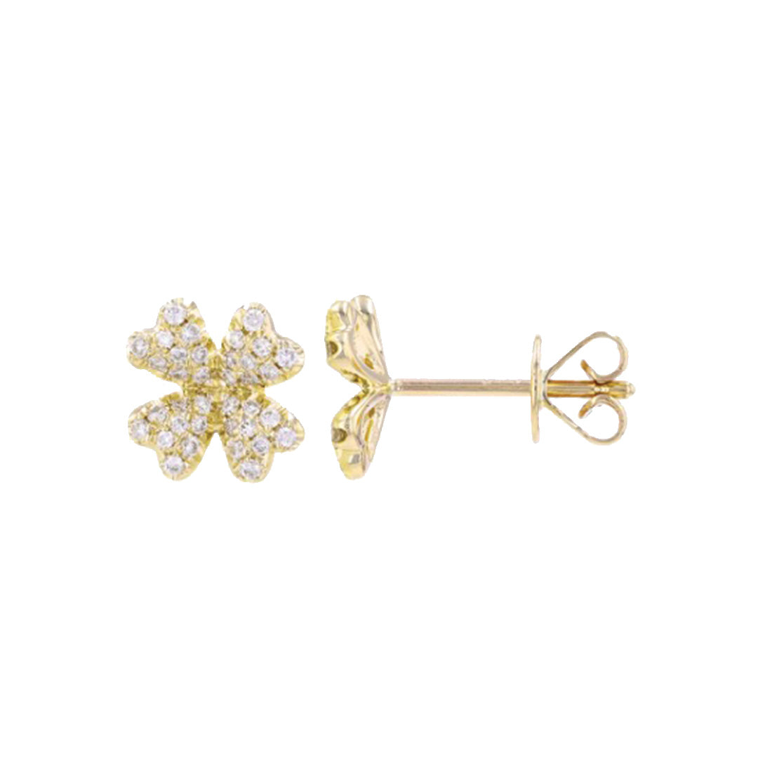 Diamond Pave Clover Stud Earrings