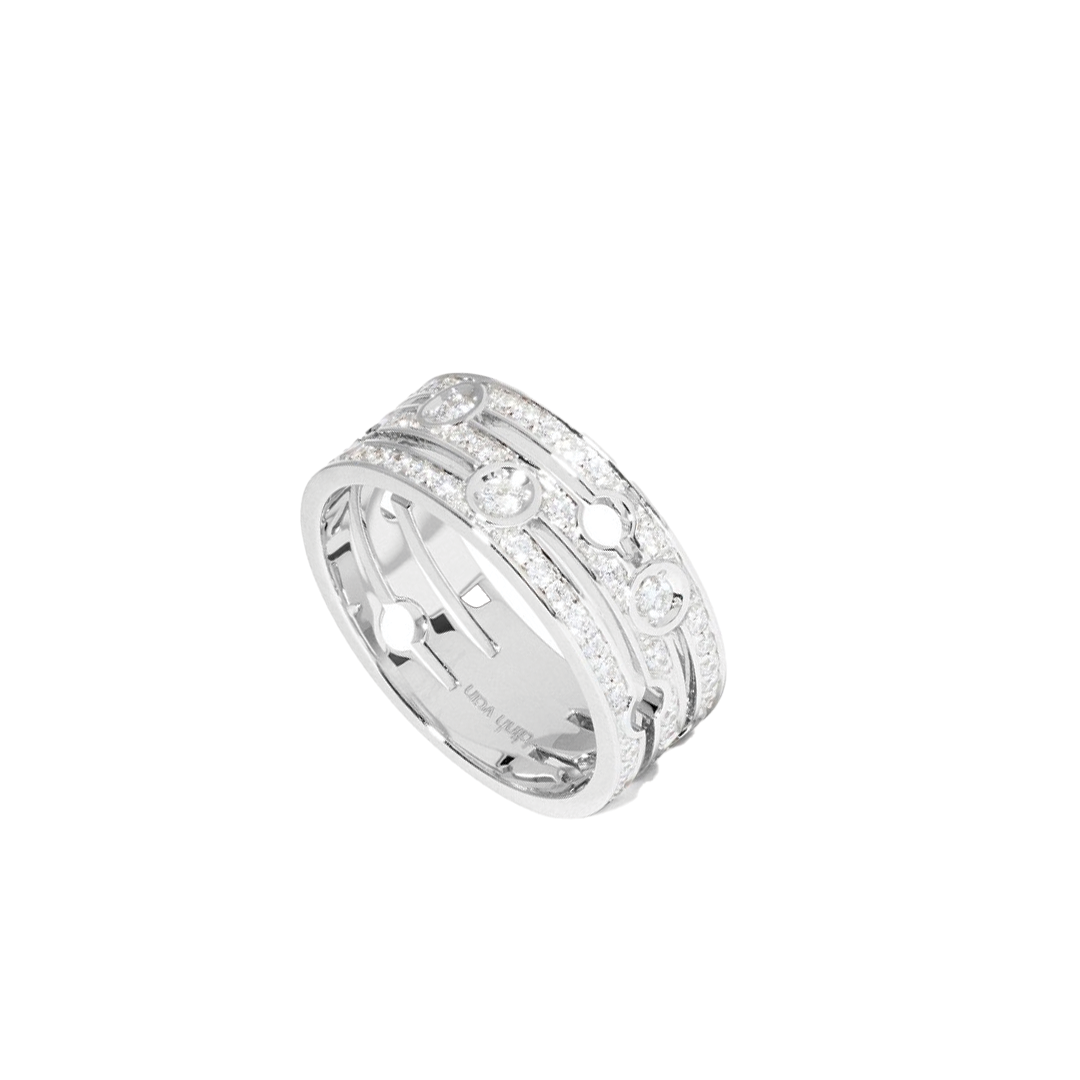 'Pulse' White Gold Medium 2 Row Diamond Ring