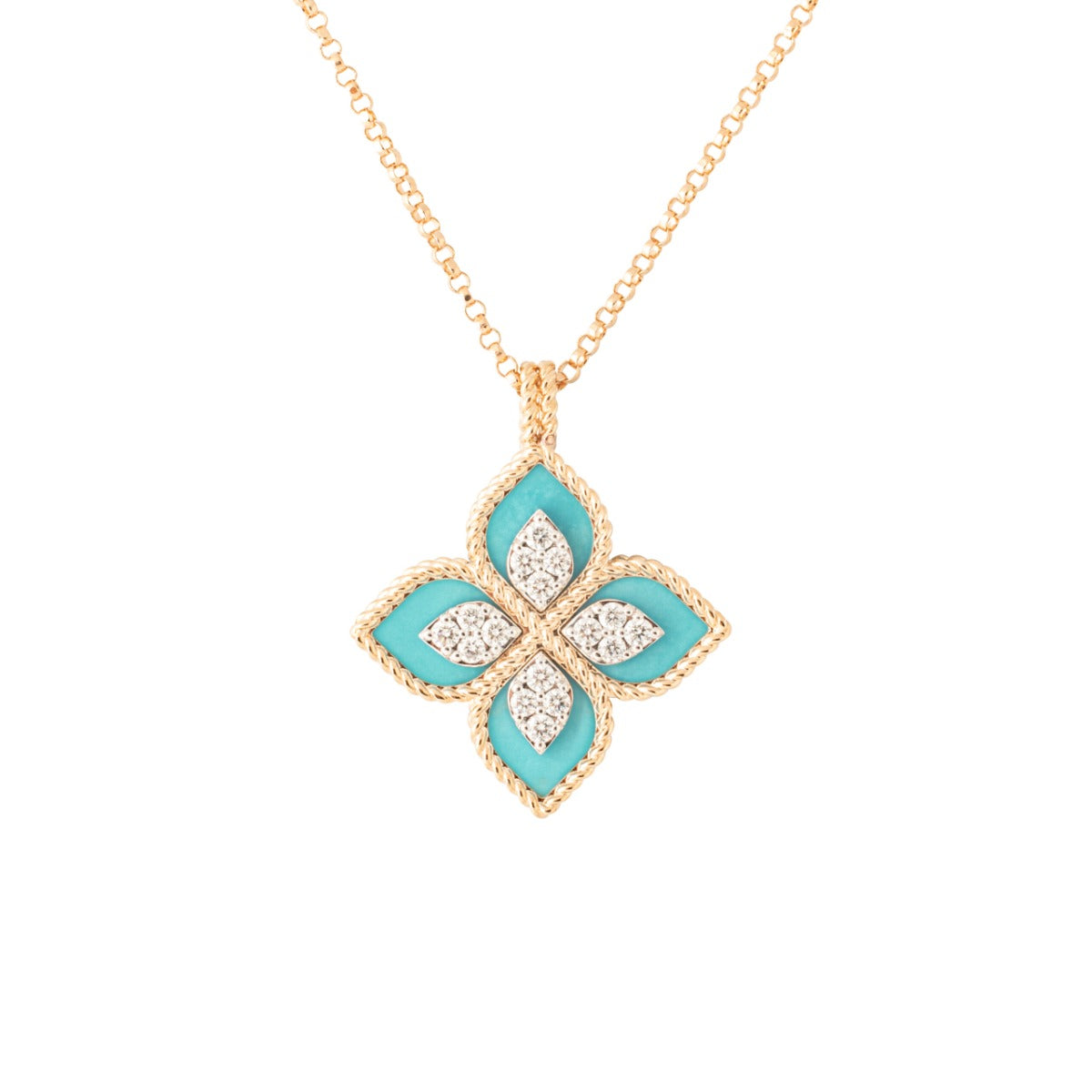 Turquoise and Diamond Venetian Princess Pendant