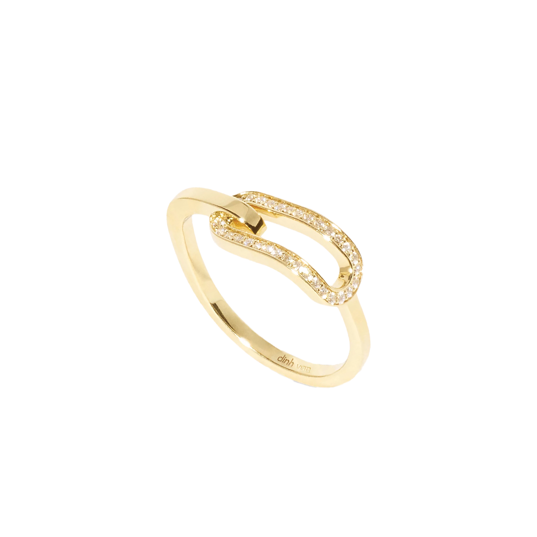 'Maillon' Gold Diamond Pavé Small Link Ring