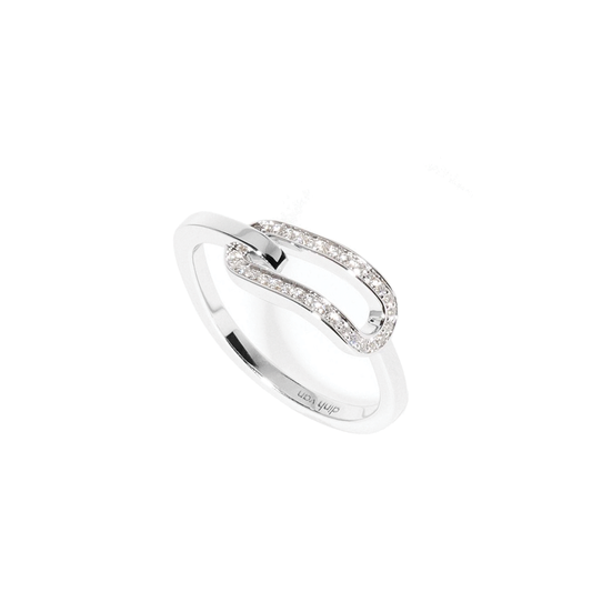 'Maillon' White Gold Diamond Pavé Small Link Ring