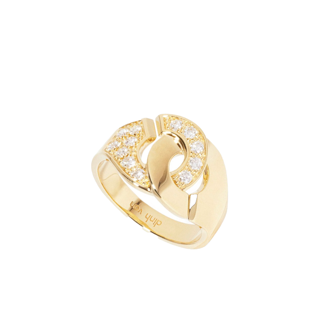 'Menottes' Yellow Gold R12 Ring with Diamonds