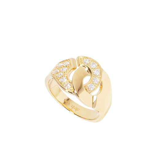 'Menottes' Yellow Gold R12 Ring with Diamonds