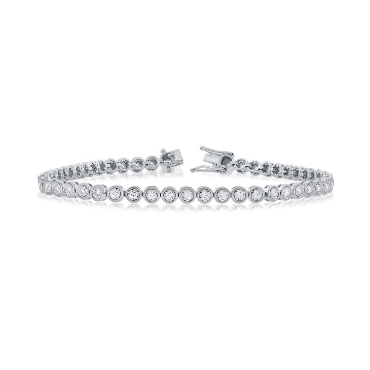 Bezel Set Tennis Bracelet in White Gold