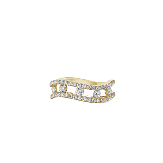 Floating Diamond Curved Ring in 18k Yellow Gold