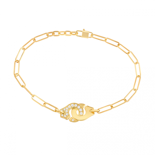 Menottes R10 Bracelet in Yellow Gold with Diamonds