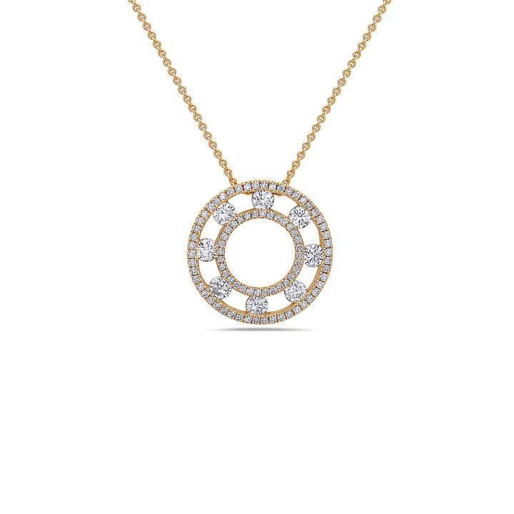 Floating Diamond Circle Pendant in 18k Yellow Gold