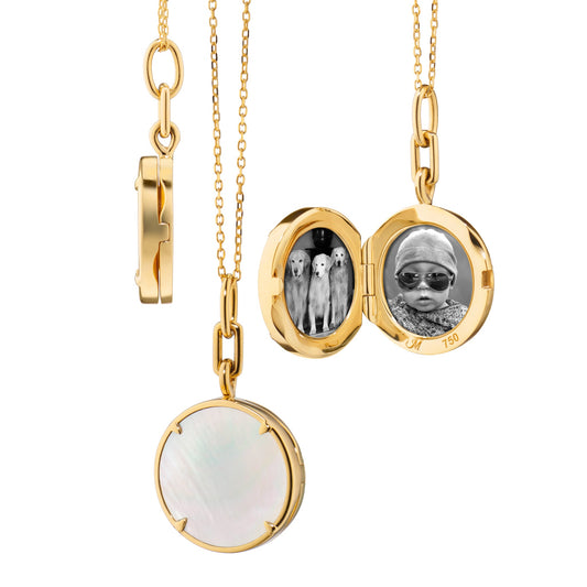 Brooke Stone Slim Locket with Mother of Pearl