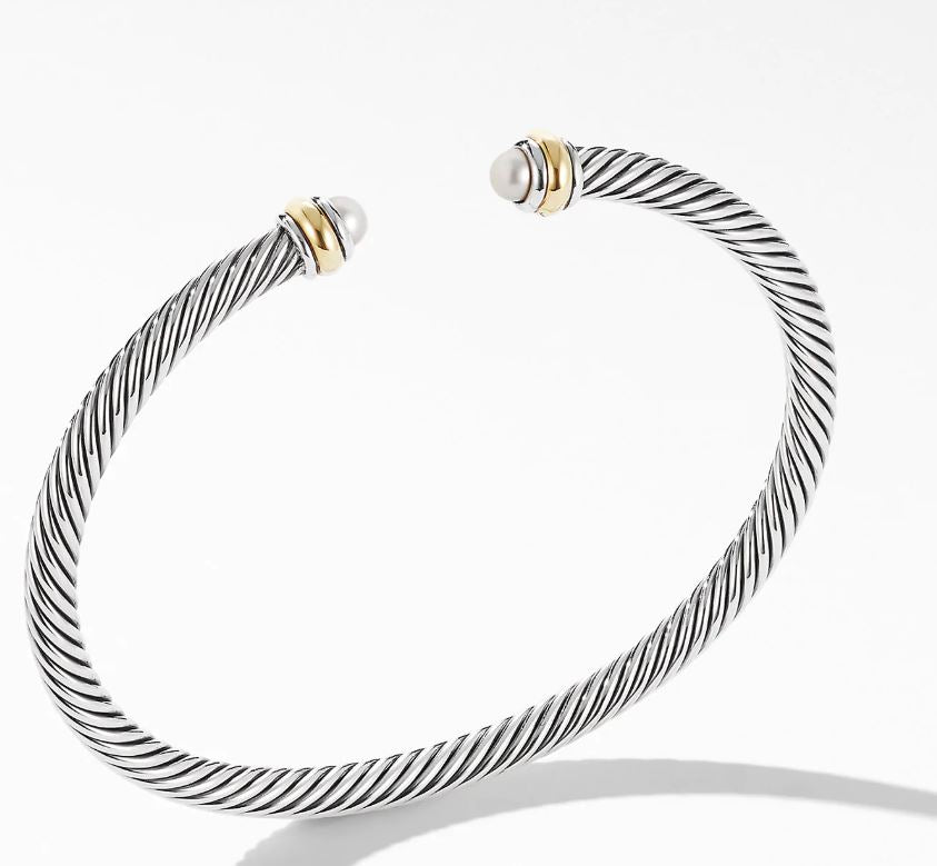 Cable Classic Bracelet with Pearl and 18K Yellow Gold