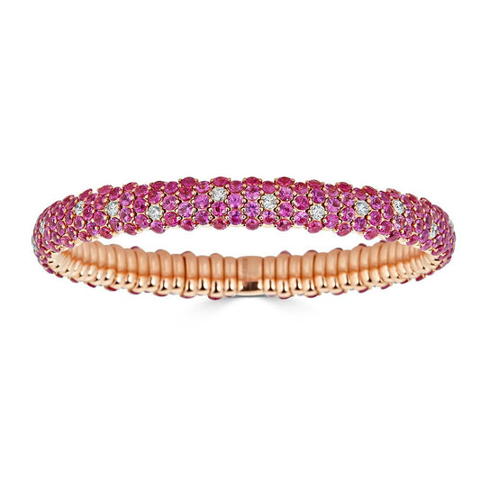 Domed Stretch Bracelet with Pink Sapphire & Diamonds