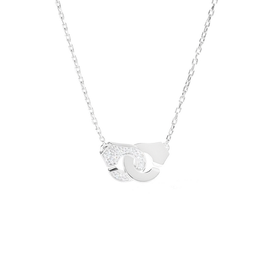 'Menottes' R8 Necklace with Semi Pavé in White Gold