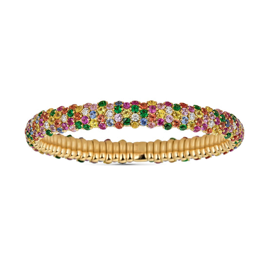 Domed Stretch Bracelet with Multicolor Stones