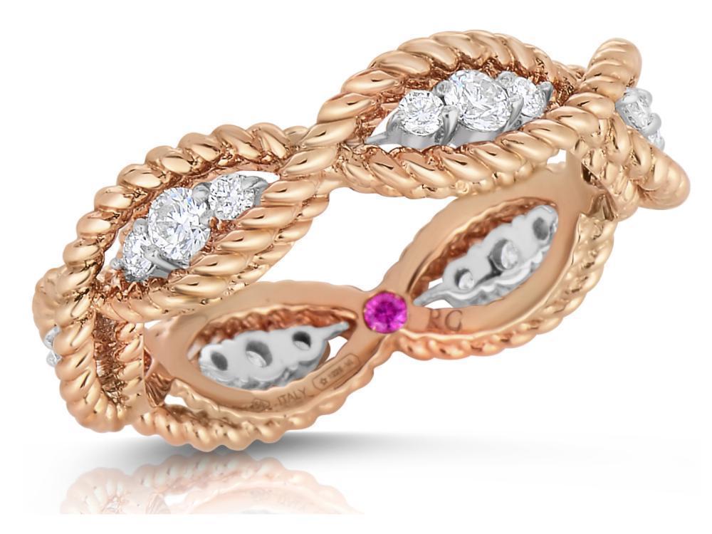 Barocco Braided Diamond Ring in Rose Gold