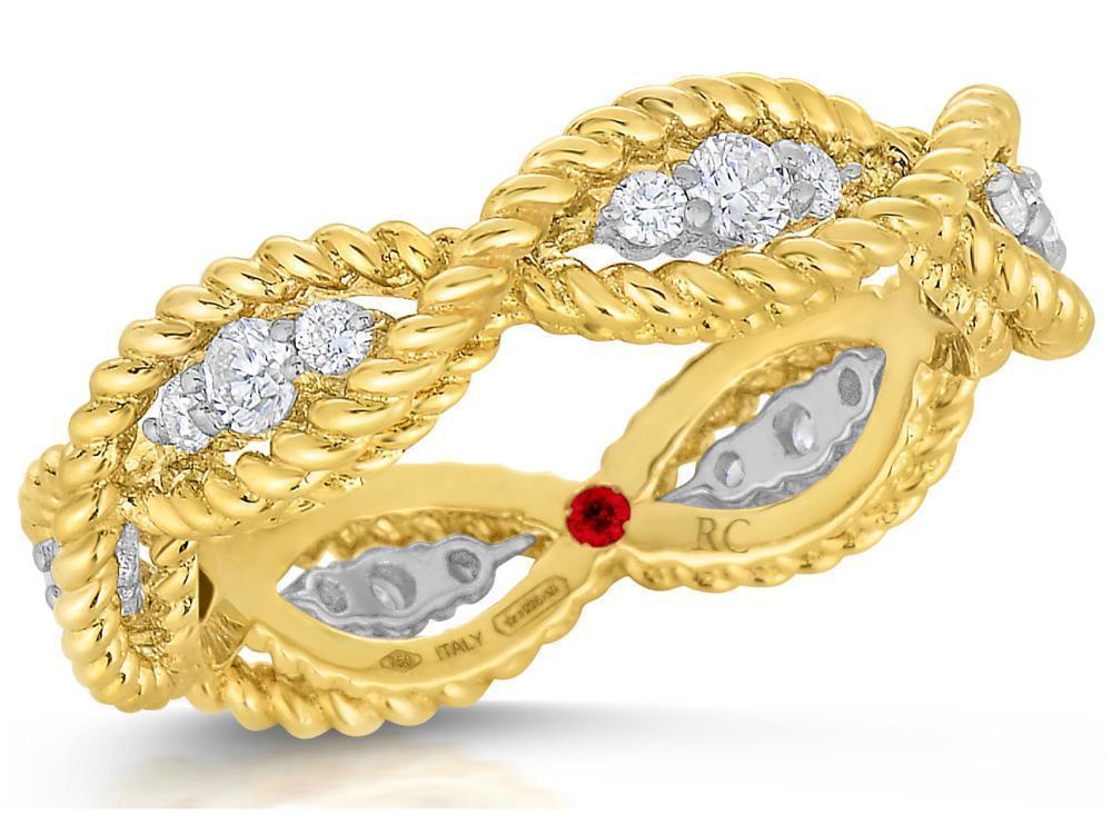 Barocco Braided Diamond Ring in Yellow Gold