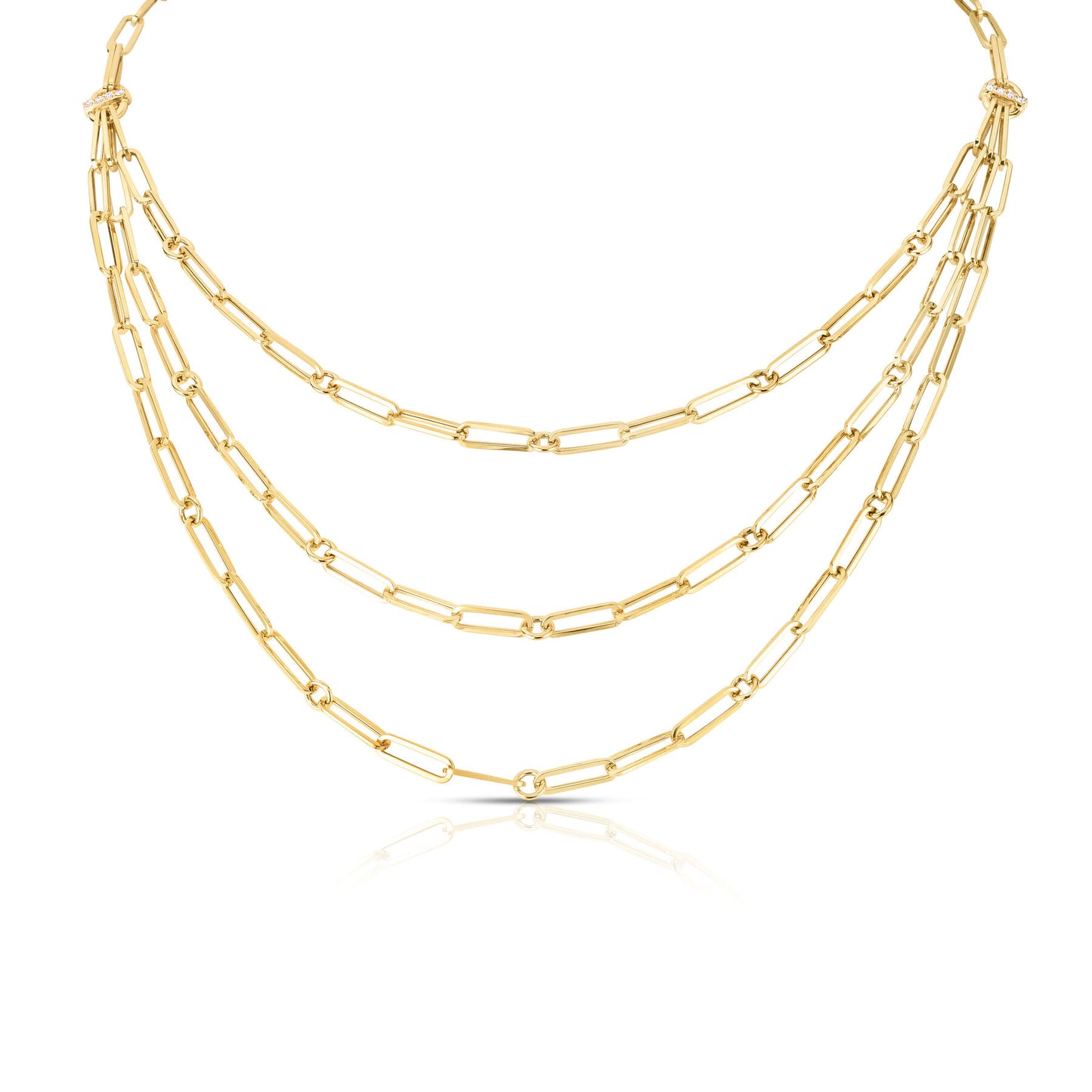 Triple Strand Paperclip Chain with Diamonds