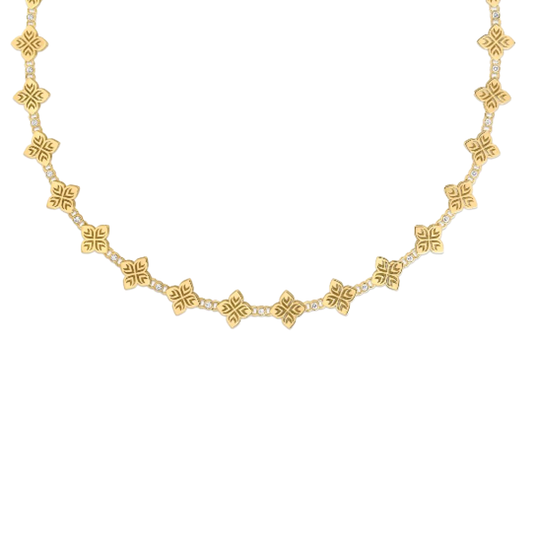 'Arabesque' Alternating Diamond and Flower Necklace