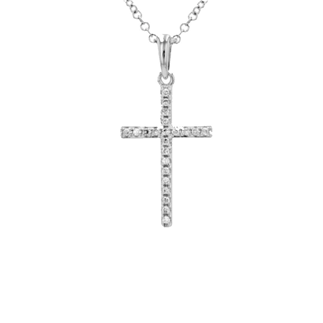 Diamond Cross Necklace in White Gold