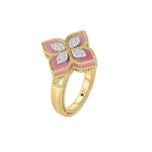 Large Rhodolite and Diamond Flower Ring