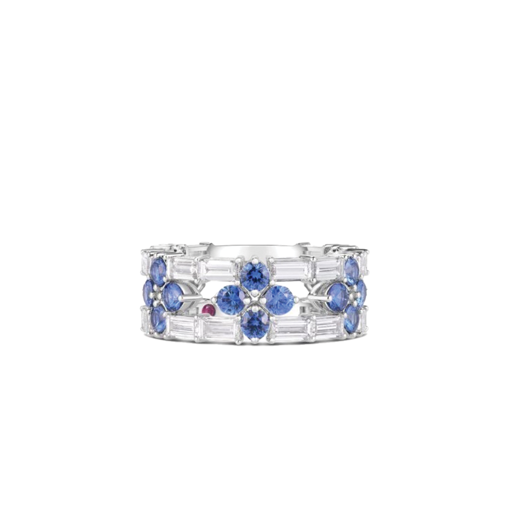 'Love in Verona' Diamond and Blue Sapphire Open Frame Ring