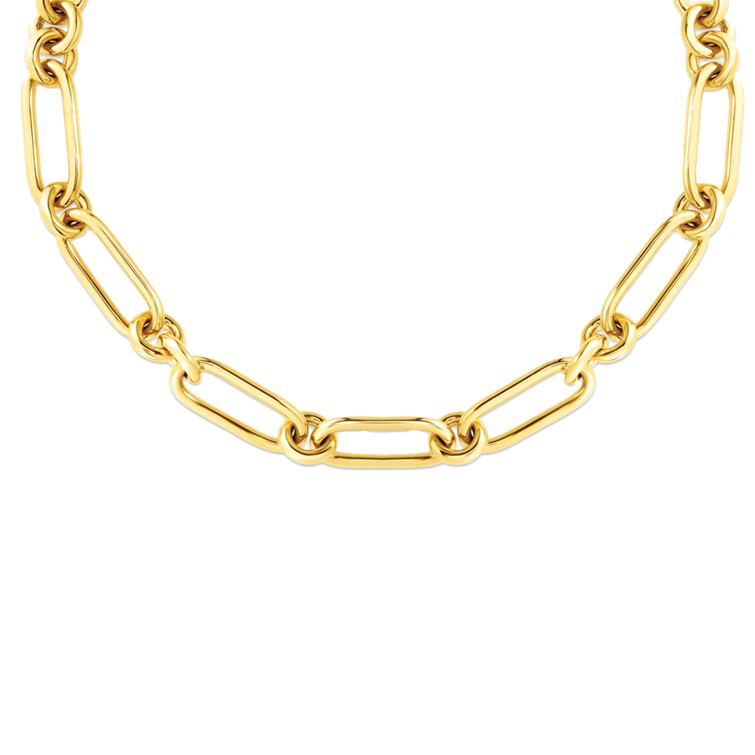 Oval and Round Link Chain Necklace