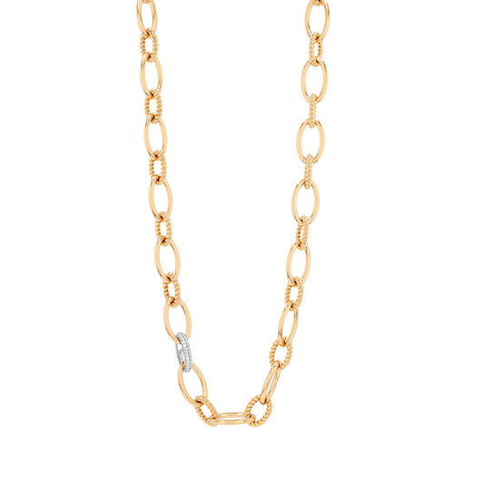 Oval Link Necklace with Diamonds