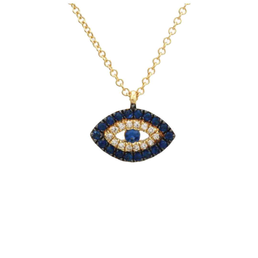 Evil Eye Necklace with Diamonds and Sapphires