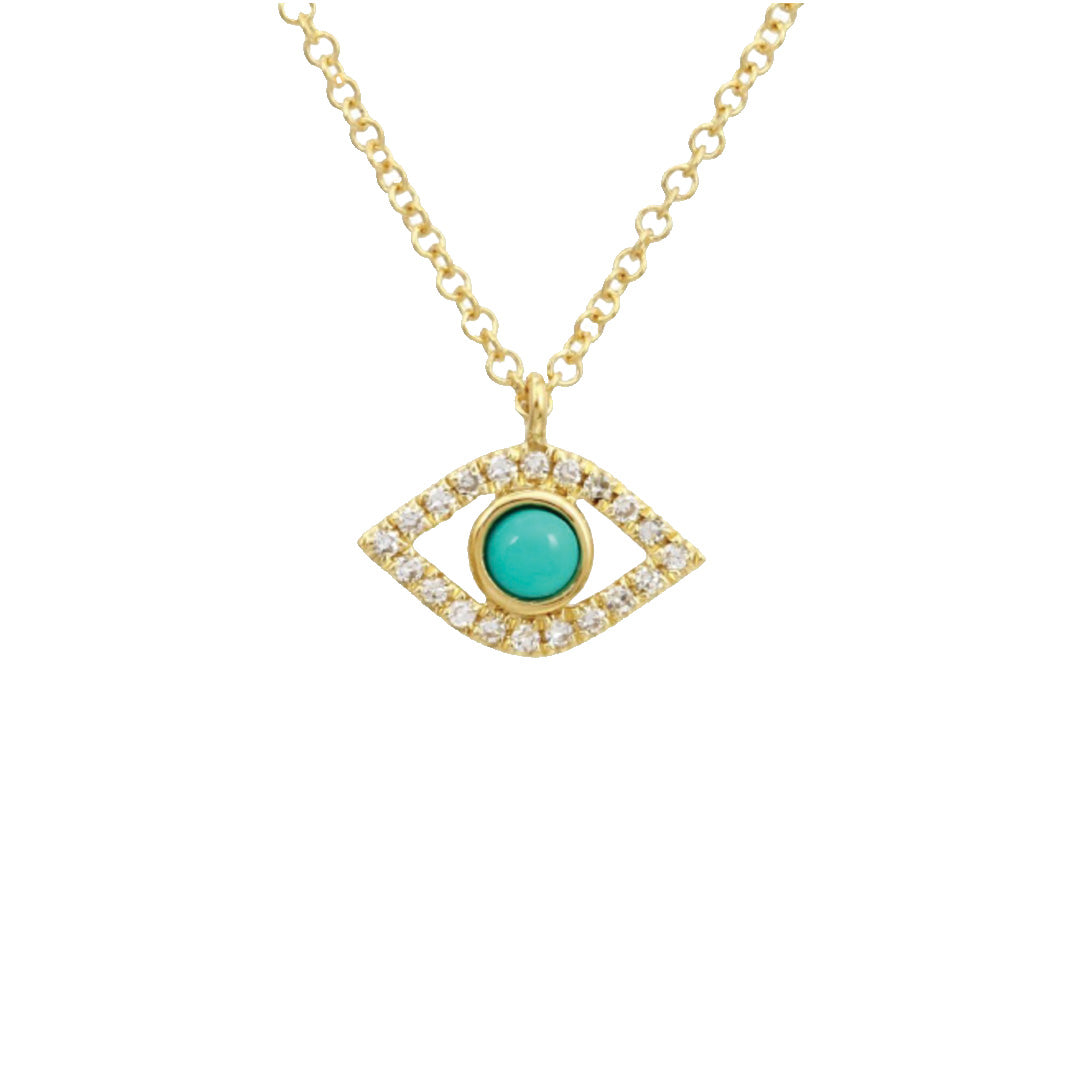 Evil Eye Necklace with Diamonds and Turquoise