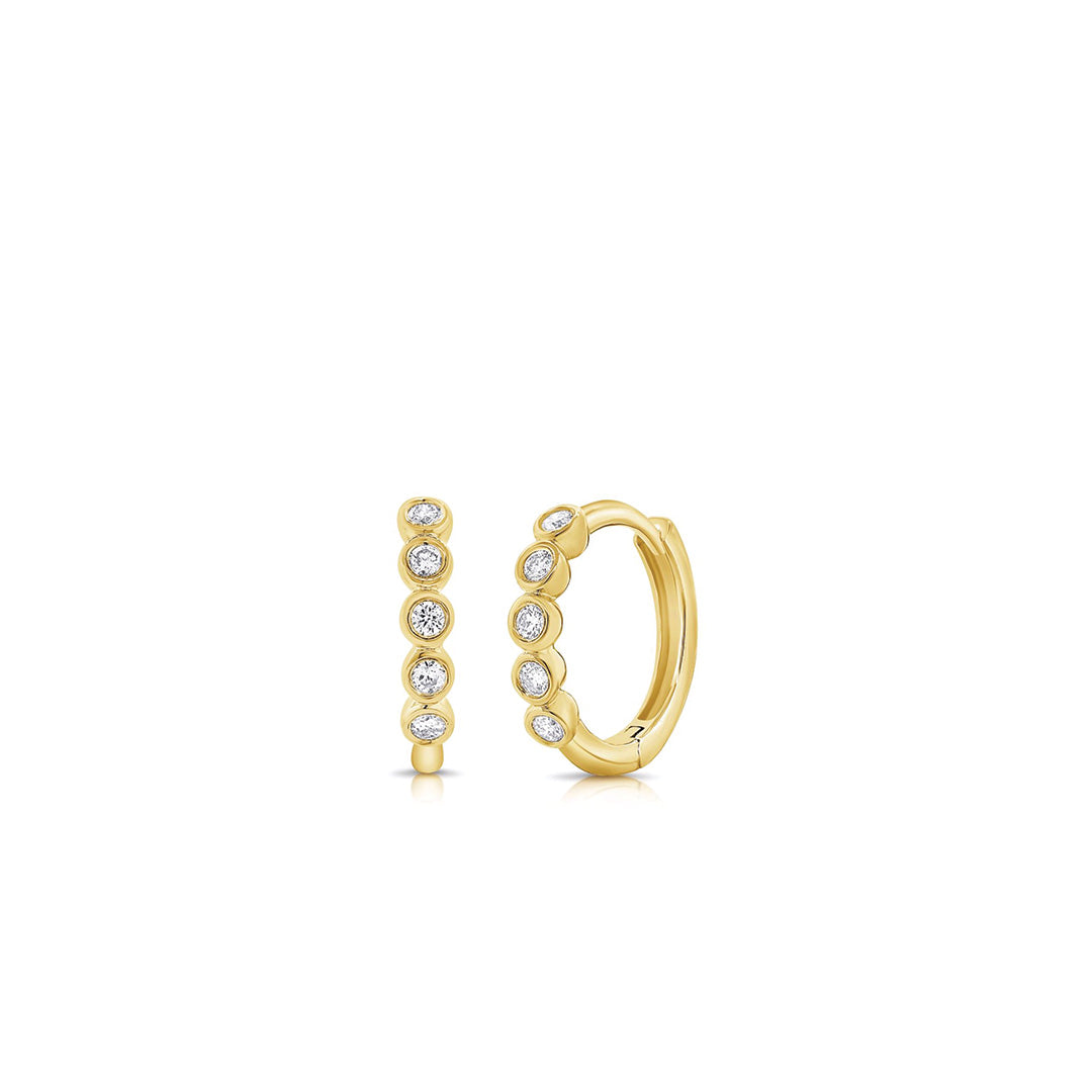 Channel Set Diamond Huggie Earrings