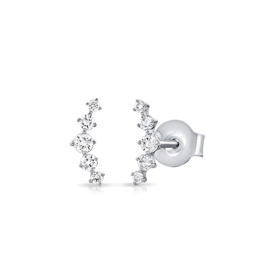 5 Stone Curved Diamond Stud Earrings